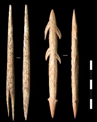 TRACES_Axe1_Petillon-PointesProjectile.jpg Pointes de projectile en bois de renne du Magdalénien supérieur