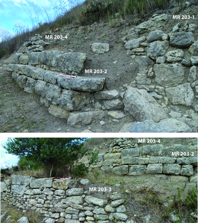 Ensérune Le rempart méridional d'Ensérune (Hérault). Deuxième âge du Fer.